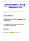 GERONTOLOGY NCLEX REVIEW EXAM 1 2025 &vert; ACTUAL EXAM WITH VERIFIED SOLUTIONS