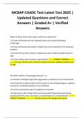 MCBAP CAADC Test Latest Test 2025 &vert; Updated Questions and Correct Answers &vert; Graded A&plus; &vert; Verified Answers