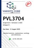 PVL3704 Assignment 1 &lpar;DETAILED ANSWERS&rpar; Semester 2 2025 - DISTINCTION GUARANTEED