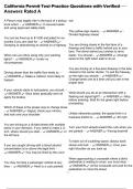 California Permit Test Practice Questions with Verified Answers Rated A