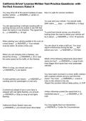 California Driver' License Written Test Practice Questions with Verified Answers Rated A