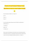 Church of God Ordained Minister Exam Questions & Answers Latest Update Graded A&plus; The &lowbar;&lowbar;&lowbar; &lowbar;&lowbar;&lowbar; are the products of the immediate inspiration of the Holy Spirit&period; - original autographs