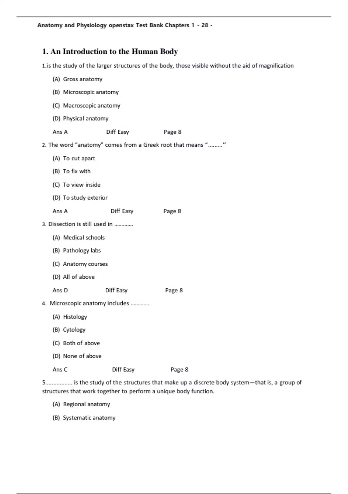 Test Bank For Anatomy and Physiology 2nd Edition by OpenStax, All 28 ...