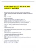 HSPM EXAM QUESTIONS WITH 100&percnt; CORRECT ANSWERS 