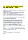 HSPM MIDTERM EXAM QUESTIONS AND ANSWERS ALL CORRECT 