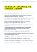 HSPM EXAM 1 QUESTIONS AND CORRECT ANSWERS 