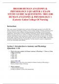 BIO1100 HUMAN ANATOMY & PHYSIOLOGY I QUARTER 1 EXAM STUDY GUIDE 34 QUESTIONS &sol; BIO 1100 HUMAN ANATOMY & PHYSIOLOGY 1 &lpar;Latest&rpar;&colon; Galen College Of Nursing
