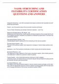 NASM&colon; STRETCHING AND FLEXIBILITY CERTIFICATION QUESTIONS AND ANSWERS