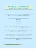 ORTHOTIC EXAM 80-150 2025 QUESTIONS AND ANSWERS
