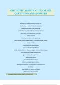 ORTHOTIC ASSISTANT EXAM 2025 QUESTIONS AND ANSWERS