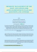 ORTHOTIC MANAGEMENT OF THE FOOT AND LOWER LIMB ARTICLES&sol;RESOURCES EXAM 2025 QUESTIONS AND ANSWERS