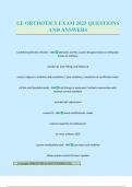 LE ORTHOTICS EXAM 2025 QUESTIONS AND ANSWERS