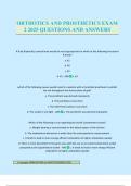 ORTHOTICS AND PROSTHETICS EXAM 2 2025 QUESTIONS AND ANSWERS