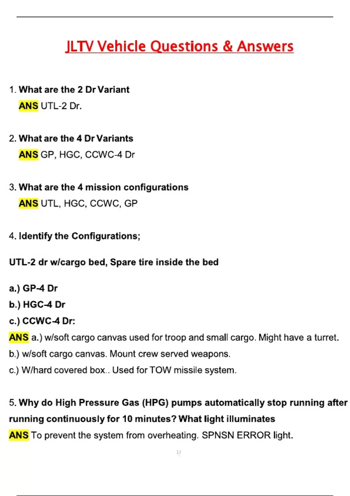 JLTV Vehicle Test 2025 | Actual Exam Questions & Verified Answers ...