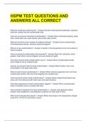 HSPM TEST QUESTIONS AND ANSWERS ALL CORRECT 