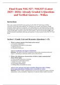 Final Exam NSG 527 &sol; NSG527 &lpar;Latest 2025 &sol; 2026&rpar;&colon; Already Graded A Questions and Verified Answers - Wilkes
