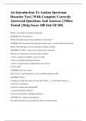 An Introduction To Autism Spectrum Disorder Test &vert; With Complete Correctly Answered Questions And Answers &vert; Often Tested &vert; Help Score 100 Out Of 100&period;
