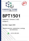 BPT1501 Assignment 1 &lpar;DETAILED ANSWERS&rpar; Semester 2 2025 - DISTINCTION GUARANTEED