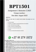 BPT1501 Assignment 1 &lpar;COMPLETE ANSWERS&rpar; Semester 2 2025 - DUE August 2025