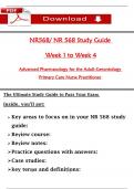 NR568 &ndash; Advanced Pharmacology for the Adult-Gerontology Primary Care Nurse Practitioner &vert; Study Guide &lpar;Weeks 1&ndash;4&rpar; &ndash; Chamberlain University