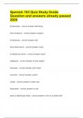 Spanish 103 Quiz Study Guide  Question and answers already passed  2025