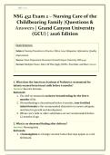 NSG 432 Exam 2 &ndash; Nursing Care of the Childbearing Family &vert;  Questions & Answers &vert; Grand Canyon University &lpar;GCU&rpar; &vert; 2026 Edition &vert; Verified Study Guide