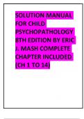 SOLUTION MANUAL FOR CHILD PSYCHOPATHOLOGY 8TH EDITION BY ERIC J&period; MASH COMPLETE CHAPTER INCLUDED &lpar;CH 1 TO 14&rpar;