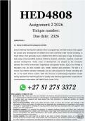 HED4808 Assignment 2 &lpar;COMPLETE ANSWERS&rpar; 2026 - DUE 2026