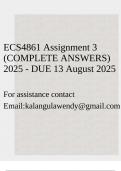 ECS4861 Assignment 3 &lpar;COMPLETE ANSWERS&rpar; 2025 - DUE 13 August 2025