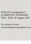 ENG1515 Assignment 3 &lpar;COMPLETE ANSWERS&rpar; 2025 - DUE 19 August 2025