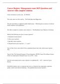 Cancer Registry Management exam 2025 Questions and  Answers with complete solution 
