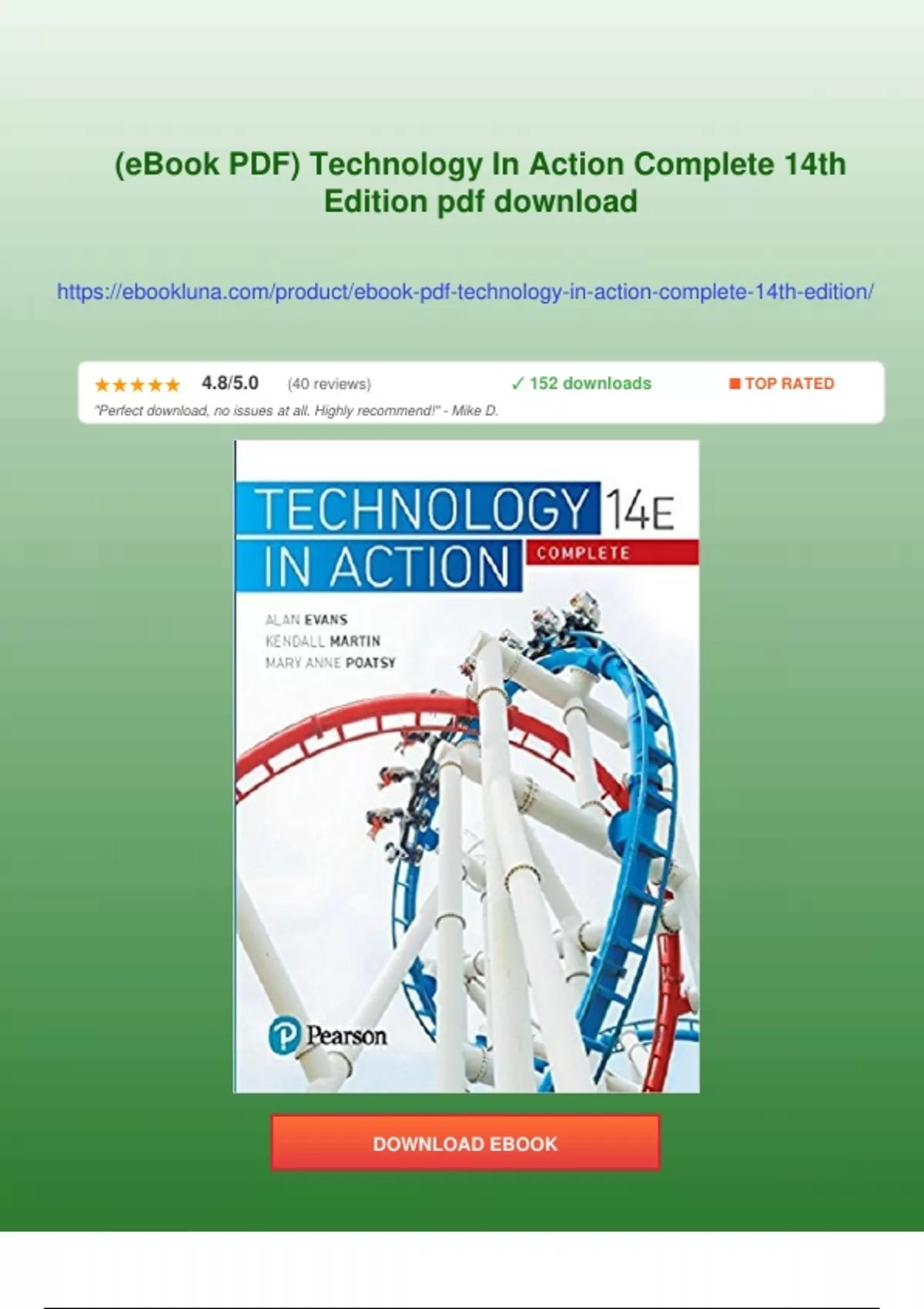 Summary (eBook PDF) Technology In Action Complete 14th Edition ...
