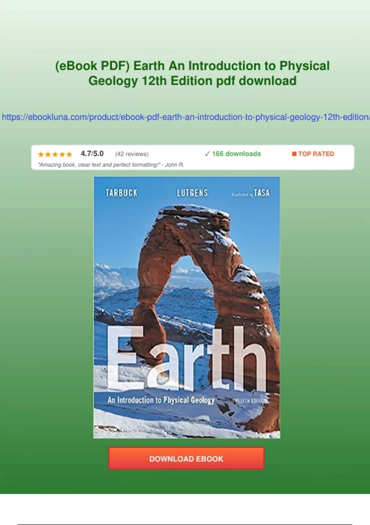 Summary (eBook PDF) Earth An Introduction to Physical Geology 12th ...