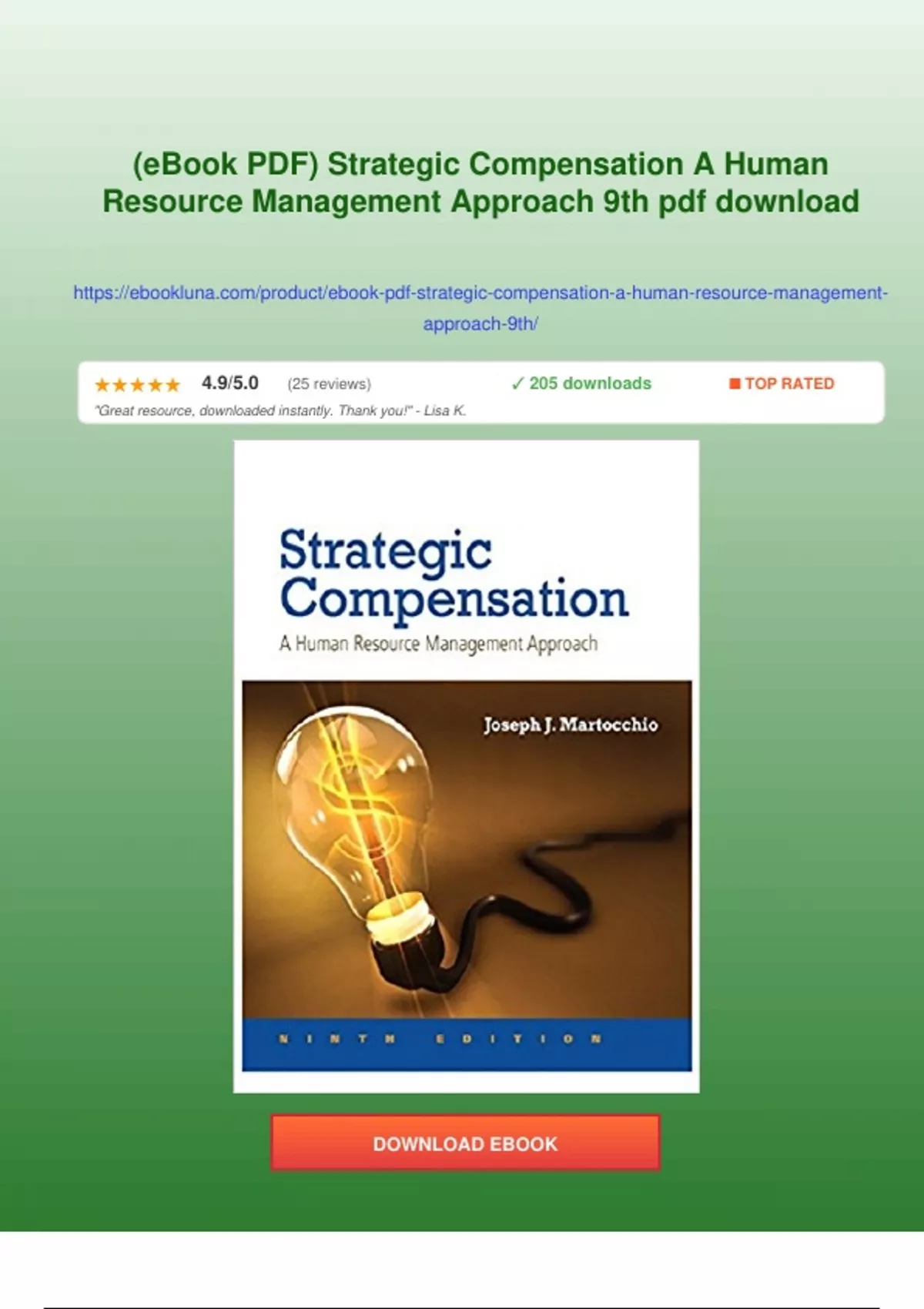 Summary (eBook PDF) Strategic Compensation A Human Resource Management ...