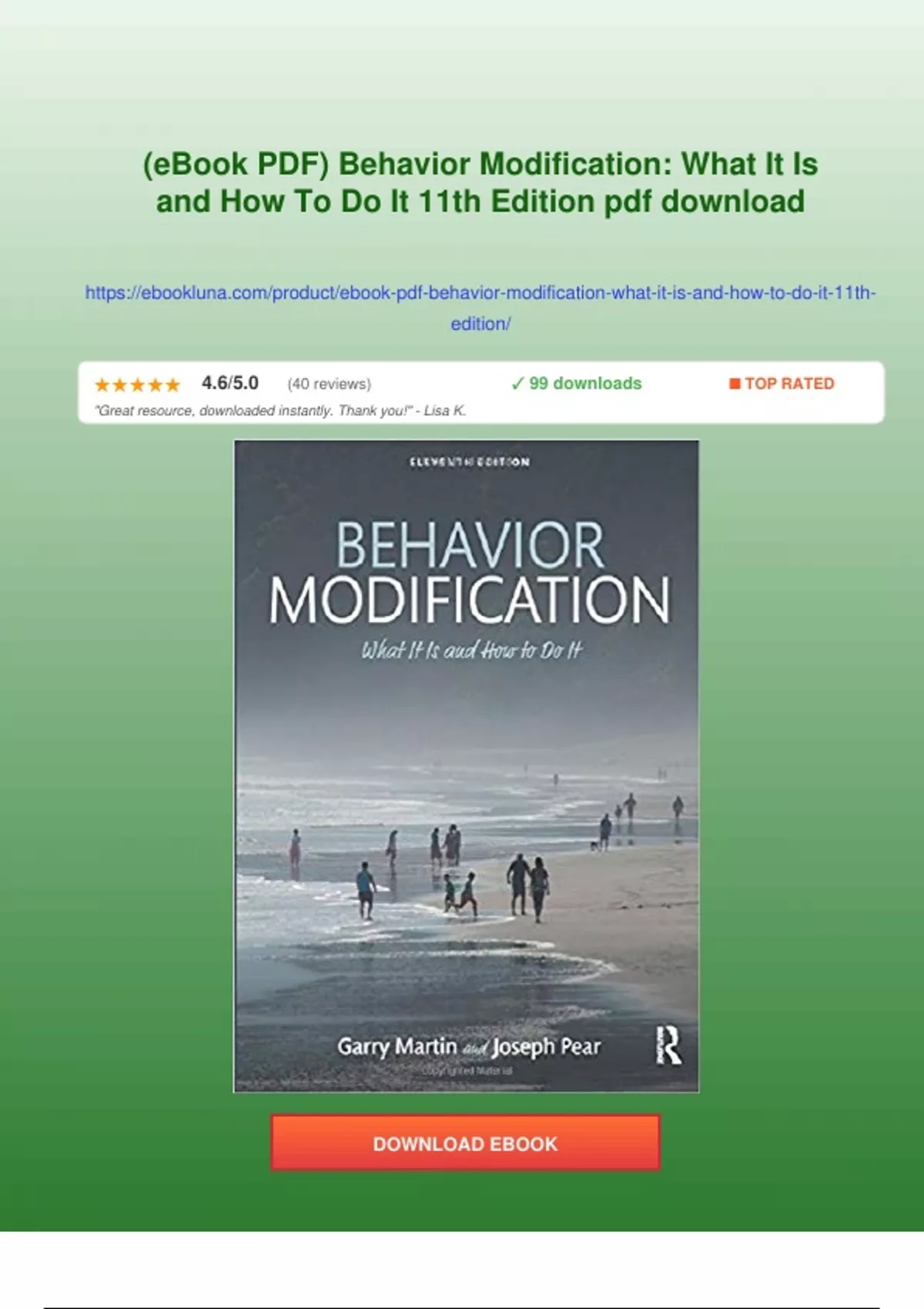 Behavior Modification Workbook Summary (eBook PDF) Behavior Modification: What It Is and How To Do It ...