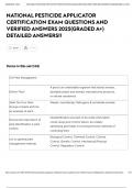 NATIONAL PESTICIDE APPLICATOR CERTIFICATION EXAM QUESTIONS AND VERIFIED ANSWERS 2025&lpar;GRADED A&plus;&rpar; DETAILED ANSWERS&excl;&excl;