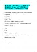 HIST 2280 - HOCKEY IN CANADIAN HISTORY EXAM WITH CORRECT QUESTIONS AND ANSWERS 2025