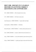 HIST 2280 - HOCKEY IN CANADIAN HISTORY EXAM WITH CORRECT QUESTIONS AND ANSWERS 2025