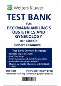 Test Bank for Beckmann and Ling's Obstetrics and Gynecology&comma; 8th Edition by Dr&period; Robert Casanova