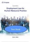 Test bank for employment law for human resource practice 7th edition by david j walsh&comma; STUDY GUIDE