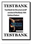 Structure & Function of the Body &ndash; Test Bank &vert; Patton & Thibodeau &vert; 16th Edition &vert; Full Multiple-Choice&comma; True&sol;False&comma; Matching&comma; and Essay Questions by Chapter