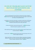 STATE OF COLORADO SALES LICENSE TEST EXAM 2025 QUESTIONS AND ANSWERS
