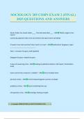 SOCIOLOGY 205 COHN EXAM 2 &lpar;FINAL&rpar; 2025 QUESTIONS AND ANSWERS