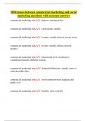 Differences between commercial marketing and social marketing questions with accurate answers