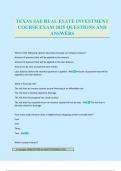 TEXAS SAE REAL ESATE INVESTMENT COURSE EXAM 2025 QUESTIONS AND ANSWERS