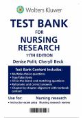 Nursing Research 11th Edition - Test Bank by Denise F&period; Polit&comma; Cheryl Tatano Beck