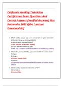 California Welding Technician  Certification Exam Questions And  Correct Answers &lpar;Verified Answers&rpar; Plus  Rationales 2025 Q&A &vert; Instant  Download Pdf