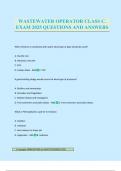 WASTEWATER OPERATOR CLASS C&period; EXAM 2025 QUESTIONS AND ANSWERS