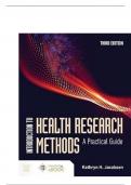 TEST BANK FOR Introduction to Health Research Methods: A Practical Guide 3rd Edition by Kathryn H. Jacobsen ISBN:978-1284197563 COMPLETE GUIDE ALL CHAPTERS COVERED 100% VERIFIED A+ GRADE ASSURED!!!!! NEW LATEST UPDATE!!!!!