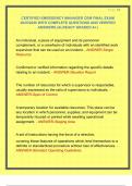 CERTIFIED EMERGENCY MANAGER CEM FINAL EXAM 2025&sol;2026 WITH COMPLETE QUESTIONS AND VERIFIED ANSWERS &vert;ALREADY GRADED A&plus;&vert;